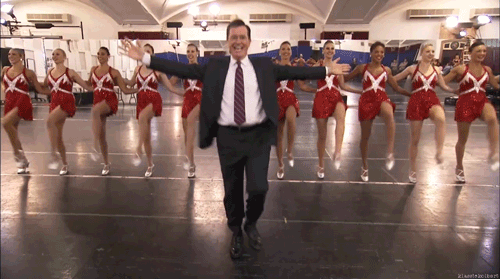 Stephen Colbert dances with The Rockettes