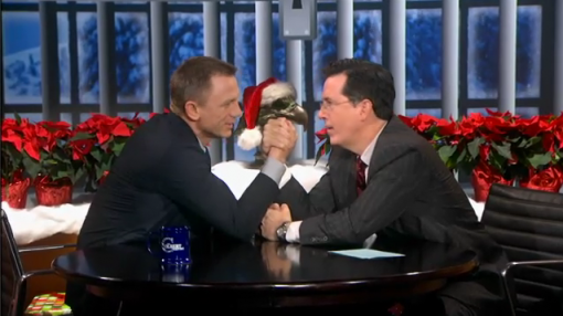 Stephen Colbert Daniel Craig arm wrestle