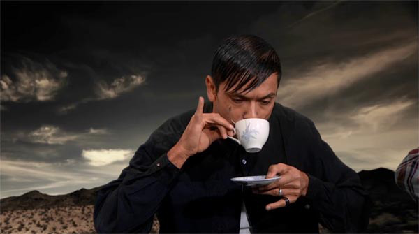 breaking abbey tea drinking