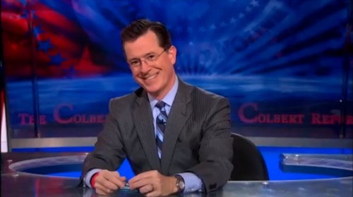 Stephen Colbert welcomes his audience to "Chit Chat" on January 10, 2013