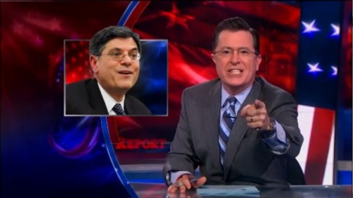 Stephen Colbert calling his audience racists for not recognizing Mr. Lew