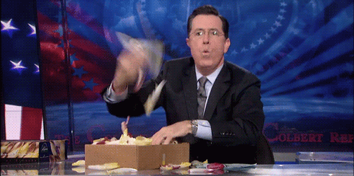 Stephen Colbert make it rain gif